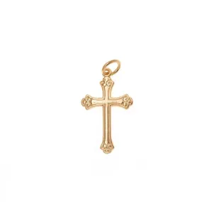 14K Gold FIlled Ornate Cross Charm Pendant 19mm (1 Piece)