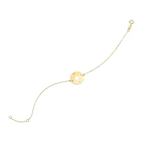 14k Yellow Gold Compass Charm Chain Bracelet, 7