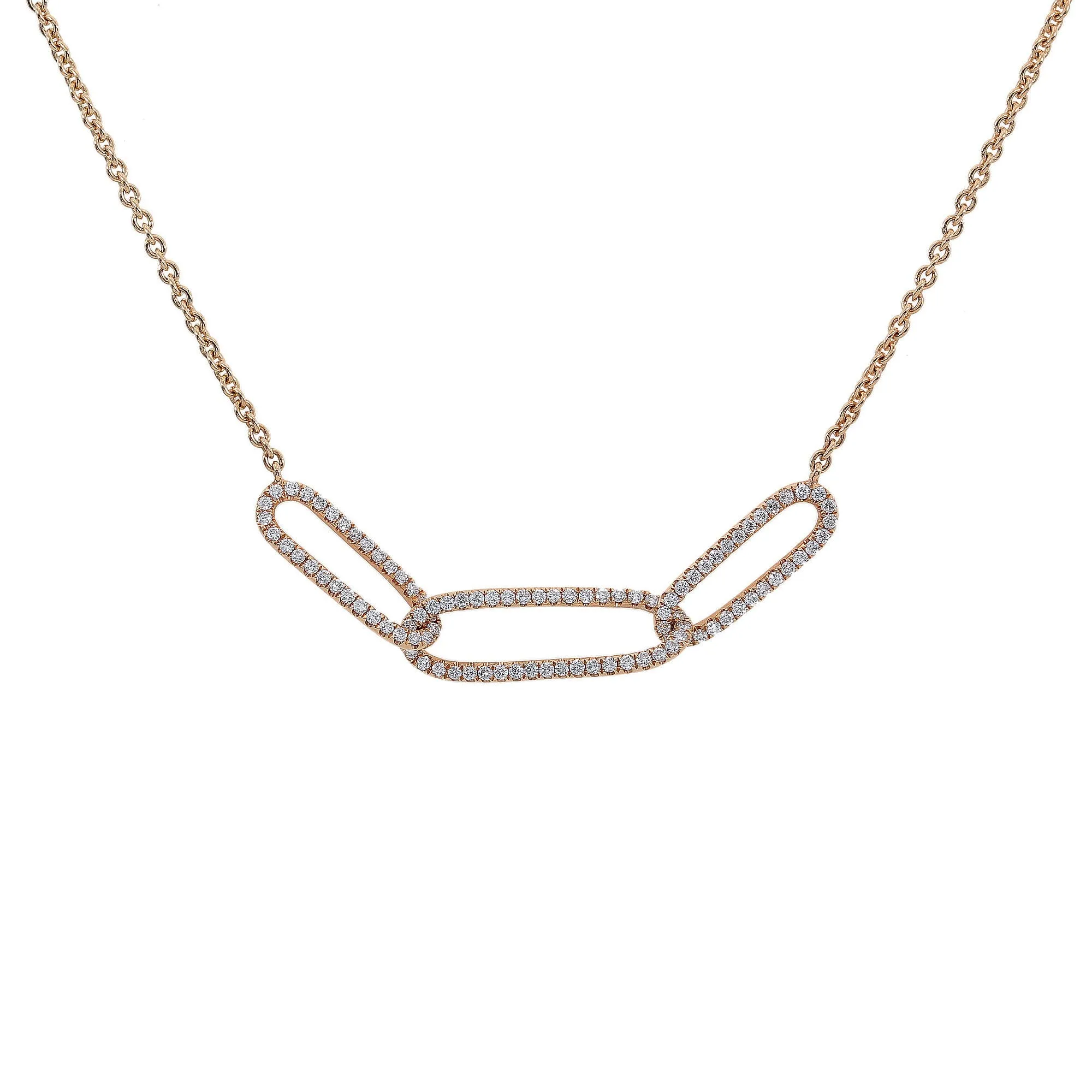 18K Yellow Gold Women 3 Rounds Shaped Necklace