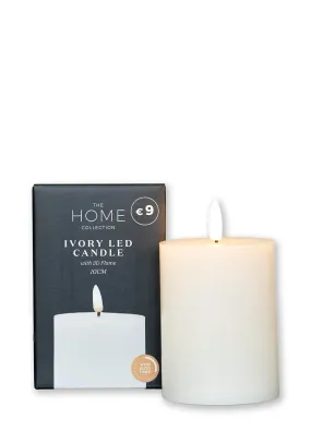 3D-Flame LED Candle 10cm With 6 Hour Timer - Ivory