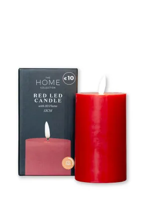 3D-Flame LED Candle 13cm With 6 Hour Timer - Red