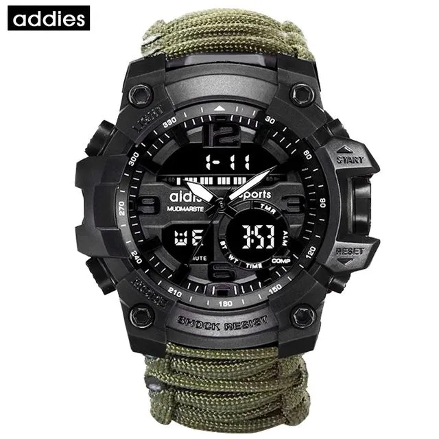 ADDIES Men Military Sports Digital Watches Compass Outdoor Survival Multi-function Waterproof Men's Watch Relogio Masculino W182