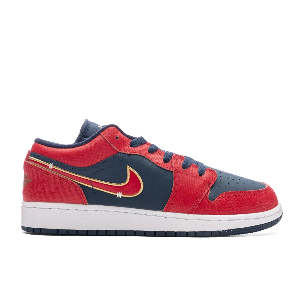 Air Jordan 1 Low SE (GS) - Armory Navy/Sport Red/Metallic Gold