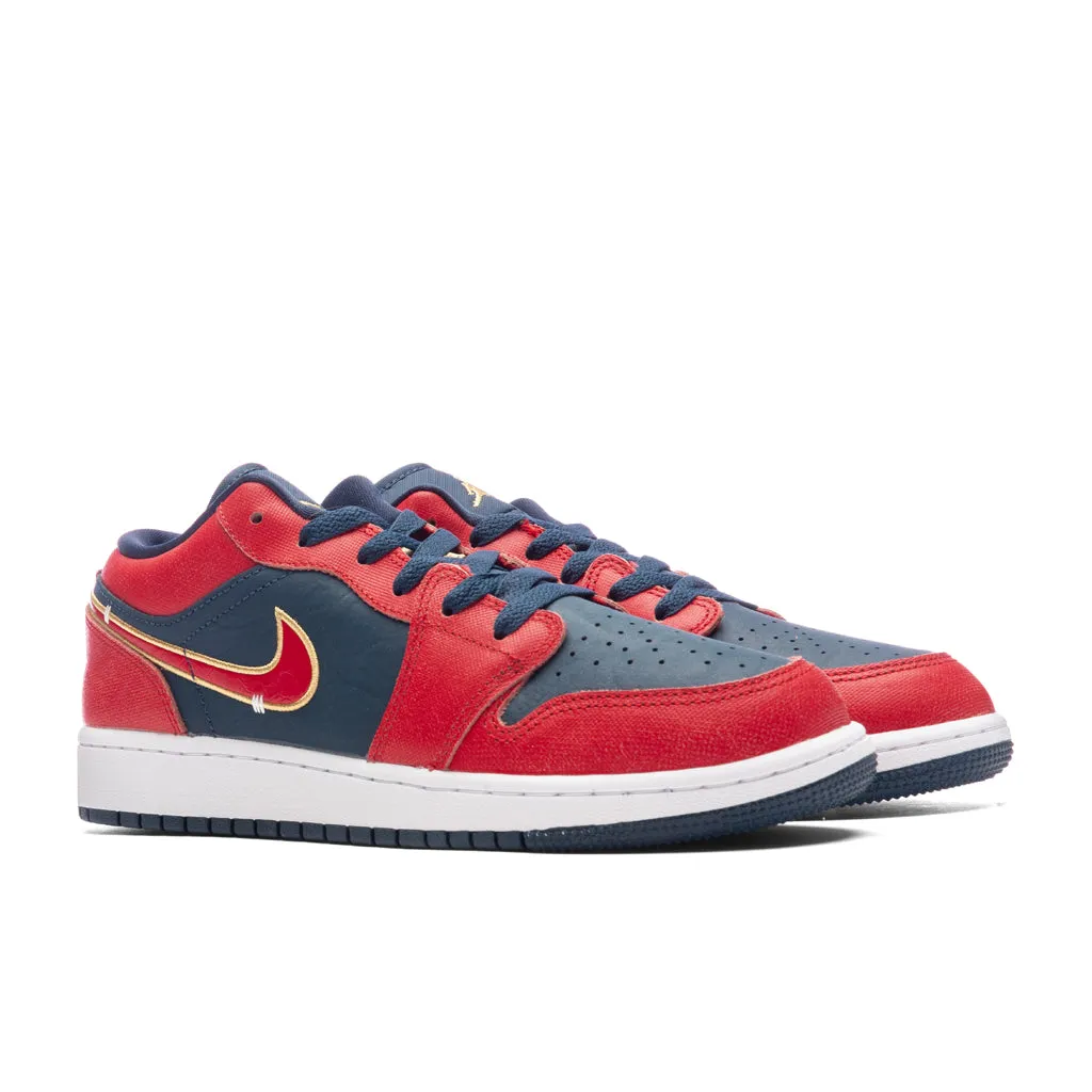 Air Jordan 1 Low SE (GS) - Armory Navy/Sport Red/Metallic Gold