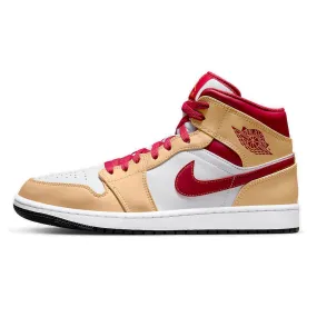 AIR JORDAN 1 MID LIGHT CURRY CARDINAL RED 2022