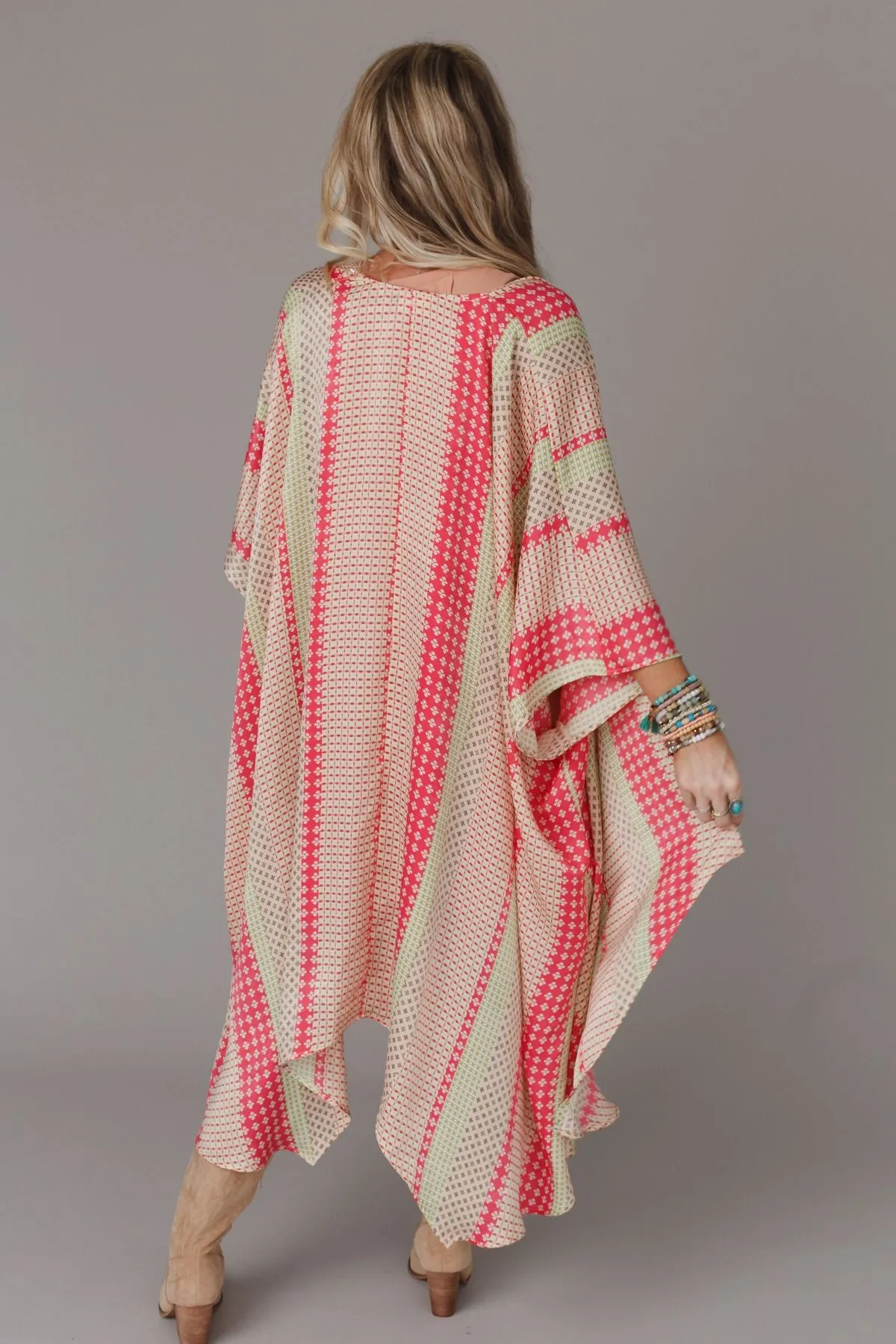 All My Heart Printed Kimono - Coral