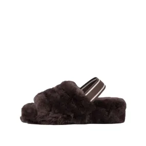 AVA CHOCOLATE SHEEPSKIN SLIPPER SLING BACK