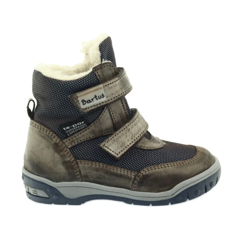 Bartuś Boots boots with 006 velcro membrane beige navy blue