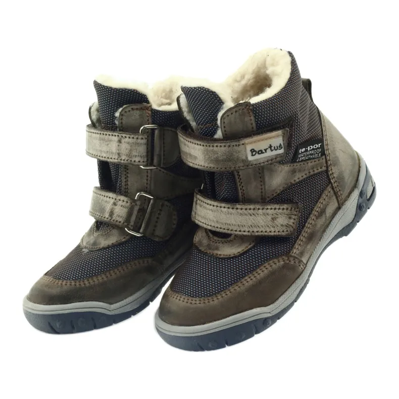 Bartuś Boots boots with 006 velcro membrane beige navy blue