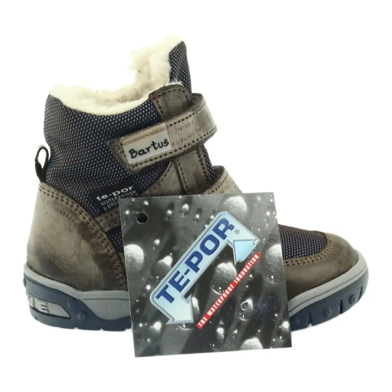 Bartuś Boots boots with 006 velcro membrane beige navy blue