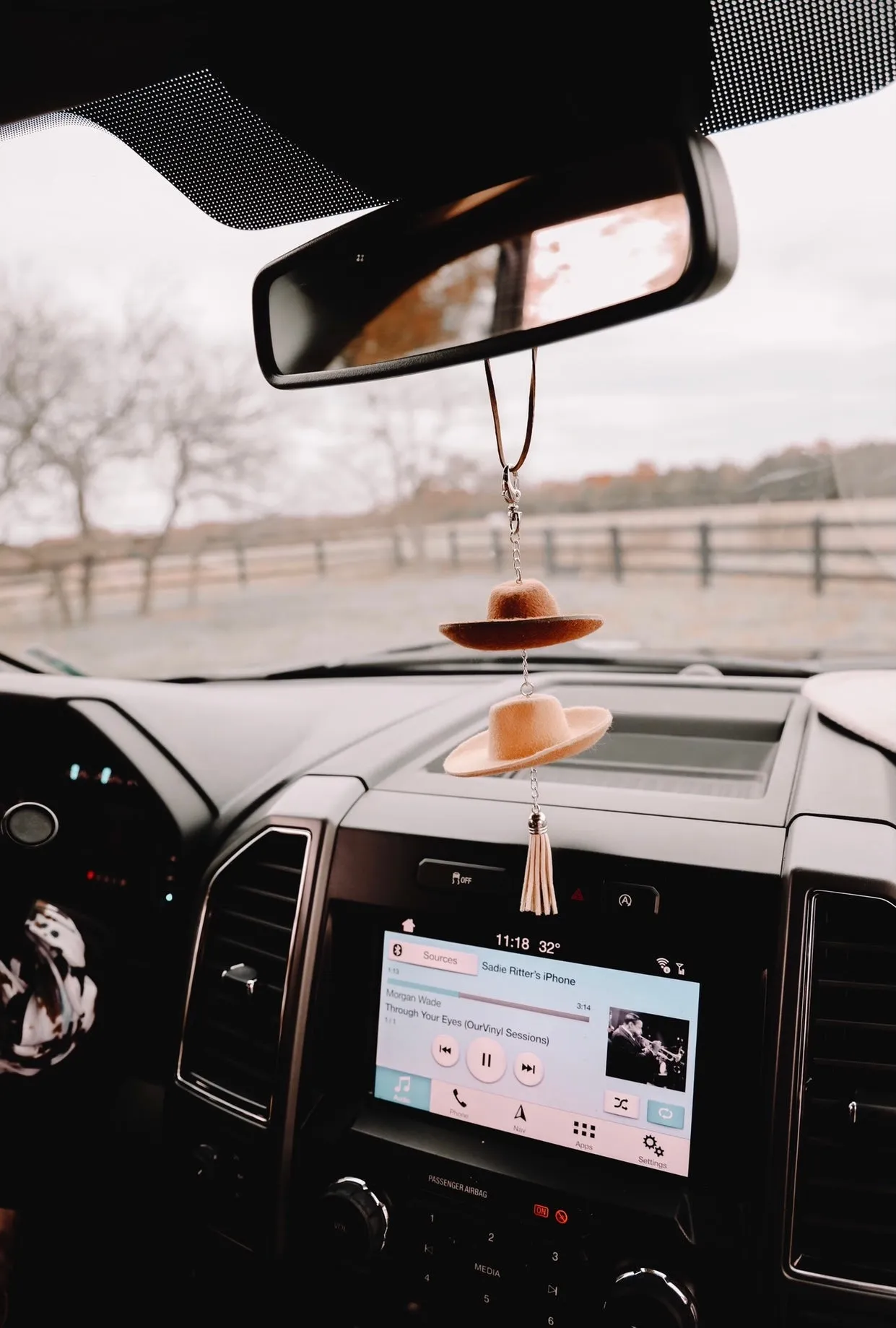 Brown & Stone Cowboy Hat Rearview Mirror Charm