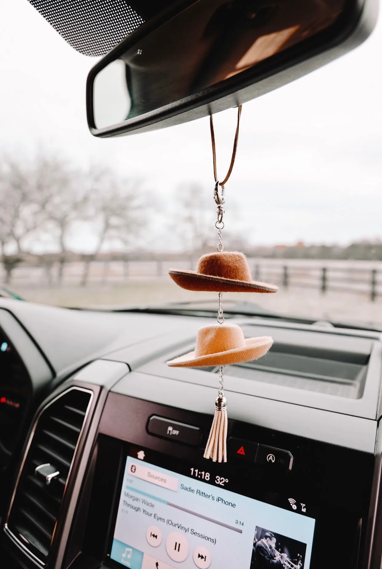 Brown & Stone Cowboy Hat Rearview Mirror Charm