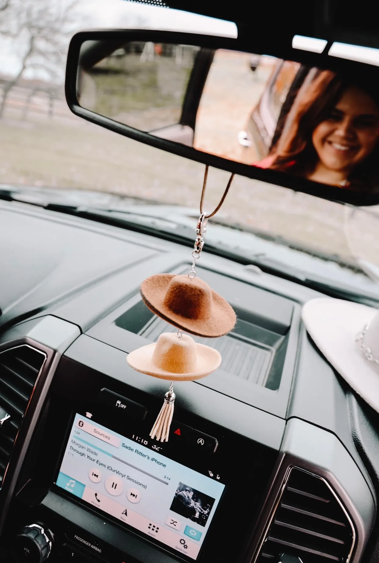 Brown & Stone Cowboy Hat Rearview Mirror Charm