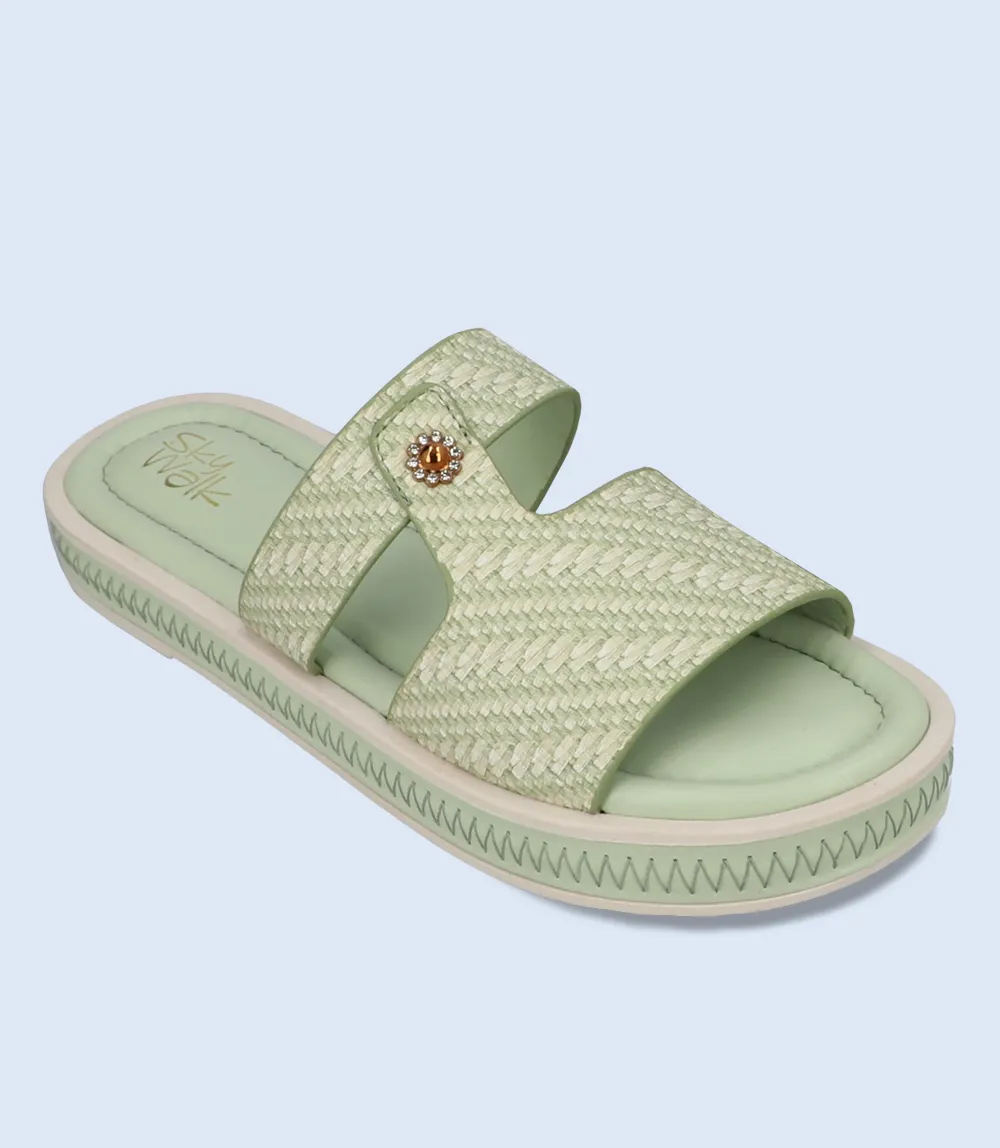 BW9748-GREEN-Women Comfort Slipper