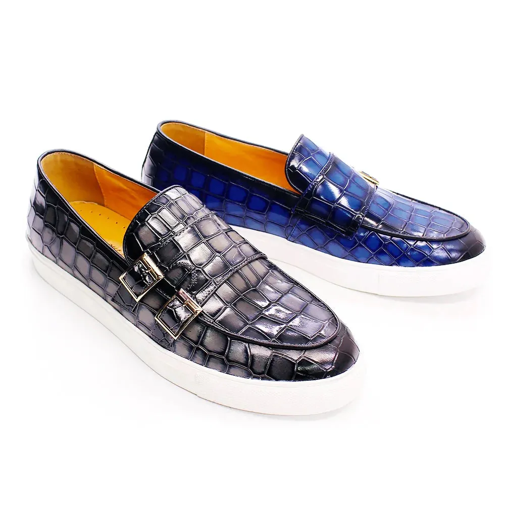 Casual Men's Crocodile Print Monk Strap Slip On Wedding Office Mules Shoes