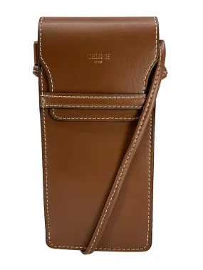 CELINE Grained Calfskin Phone Pouch With Flap