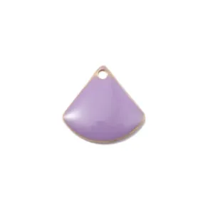 Charms, Fan-Shaped, Double-Sided, Lilac, Enameled, Brass, Drops, 13mm