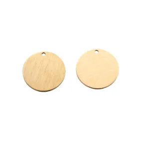 Charms, Stamping Blanks, 304 Stainless Steel, Round, Laser Cut, Double-Sided, Drawbench, Gold Ion Plated, Drop, 15mm