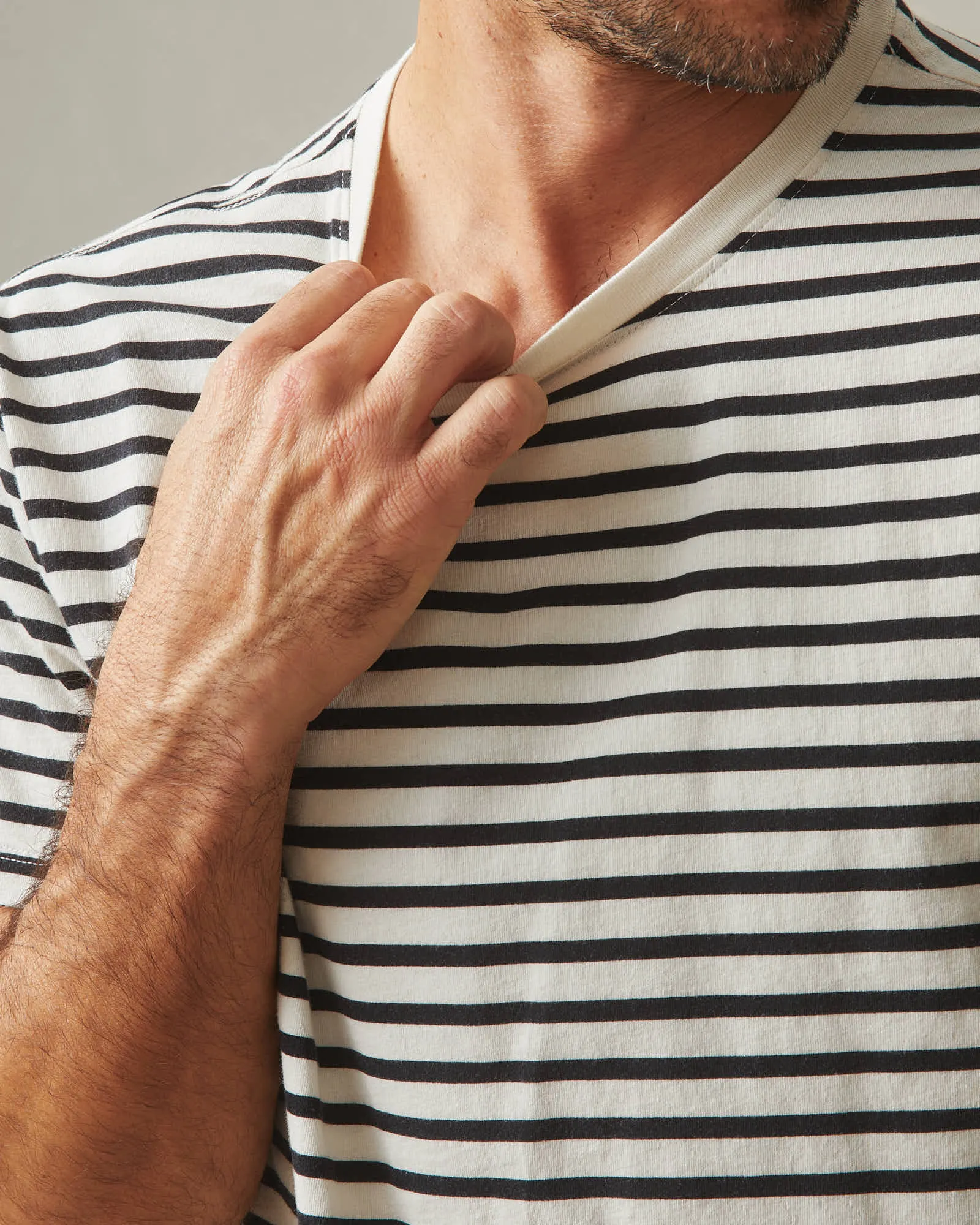 Classic Cotton Crew Tee Striped - Navy Stripe