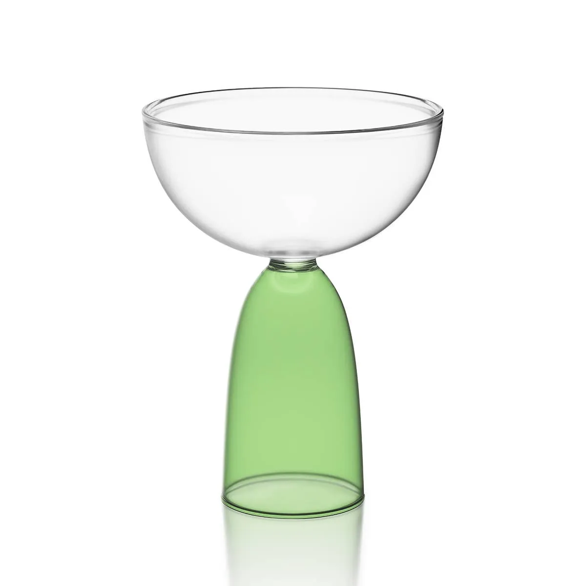 Coupe Glass in Clear & Green