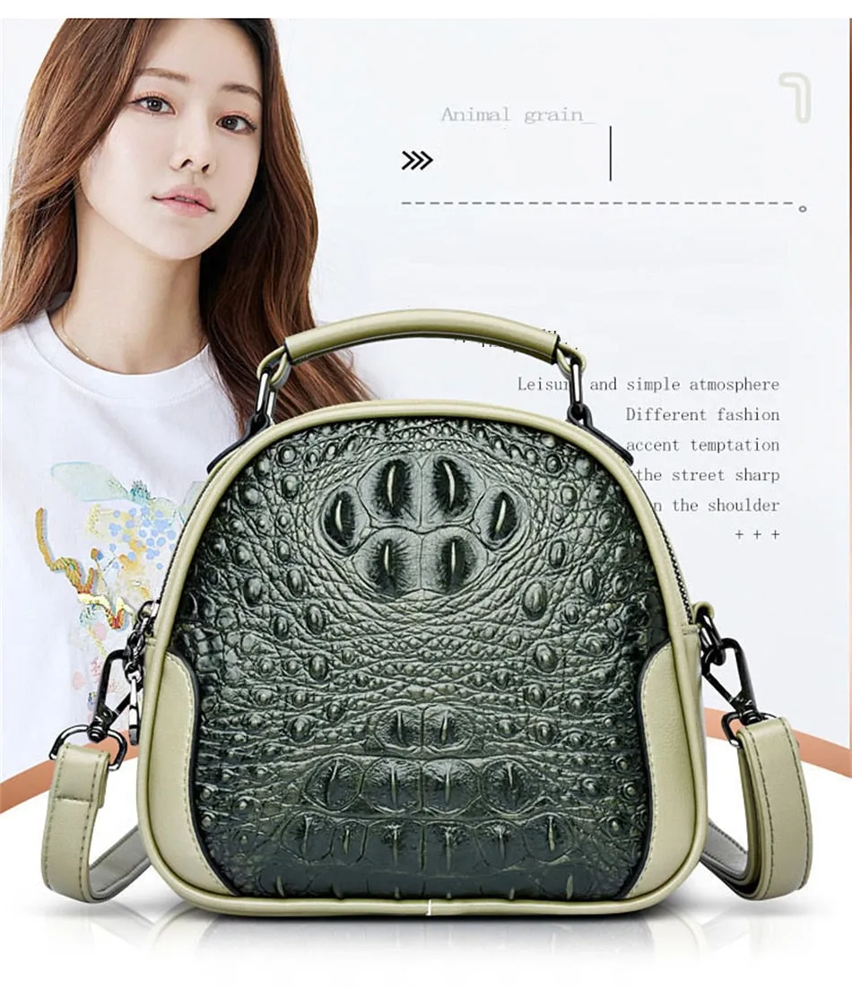 Crocodile Pattern Synthetic Leather Designer Crossbody Handbags for Women