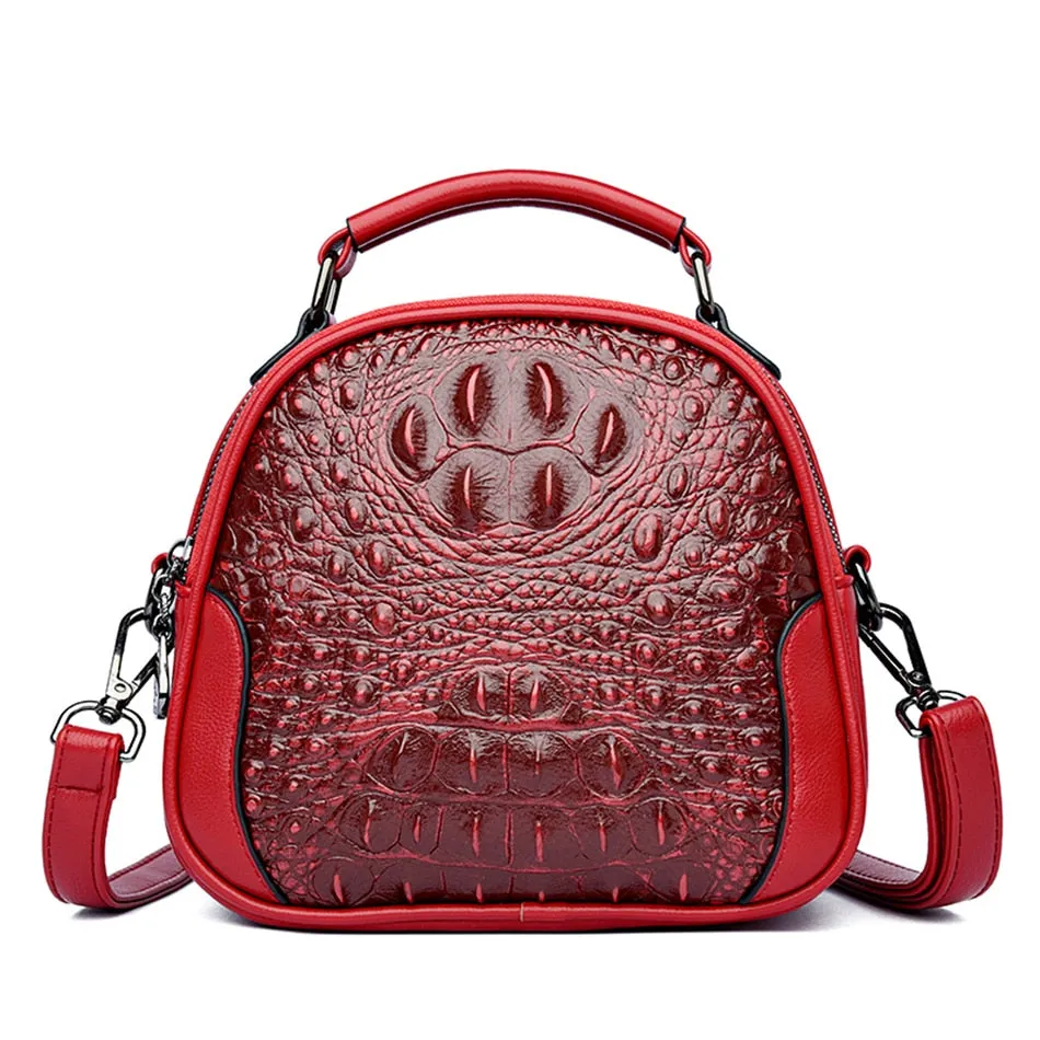 Crocodile Pattern Synthetic Leather Designer Crossbody Handbags for Women