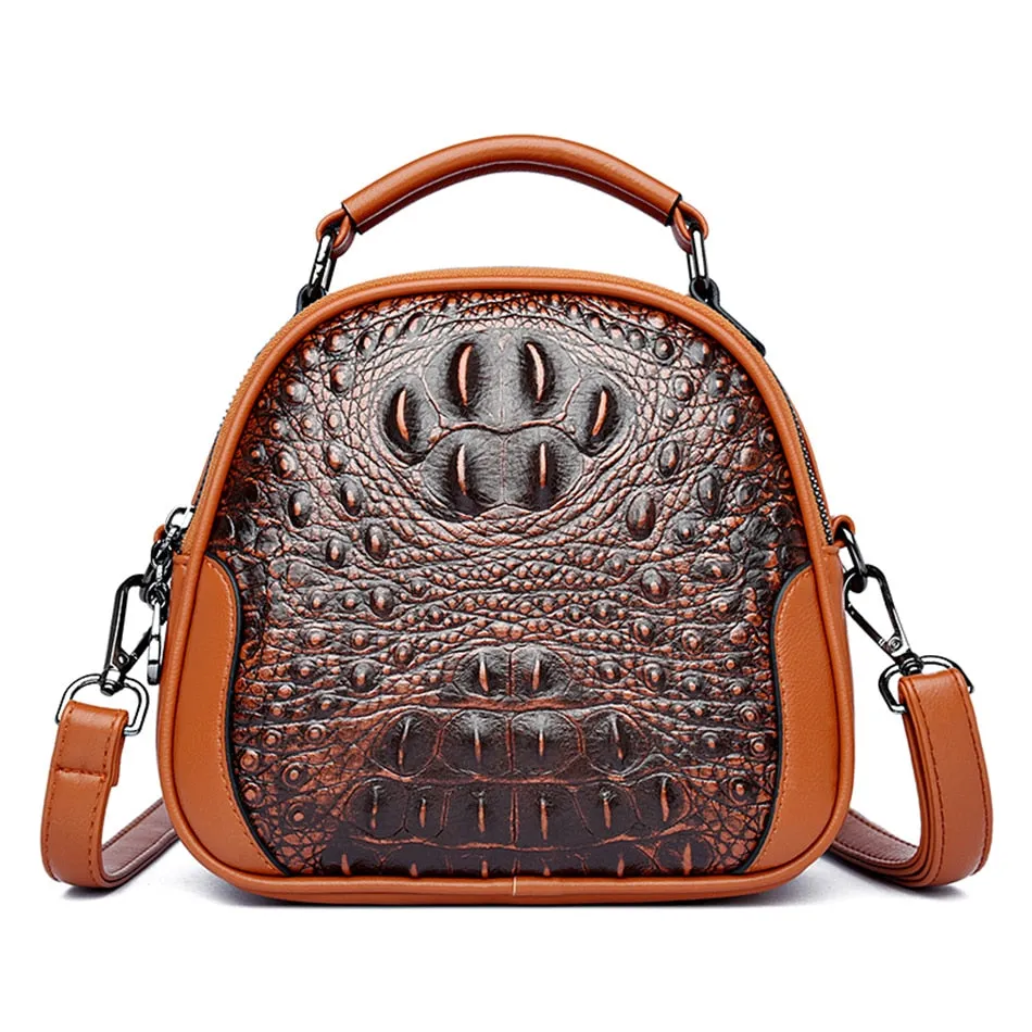 Crocodile Pattern Synthetic Leather Designer Crossbody Handbags for Women