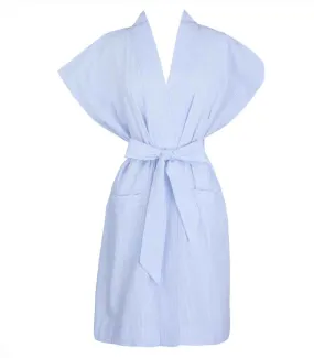 Dina Seersucker Robe - Blue