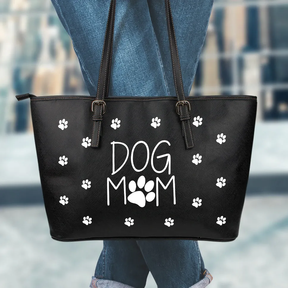 Dog Mom Leather Tote Bag