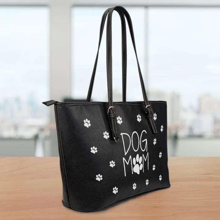 Dog Mom Leather Tote Bag