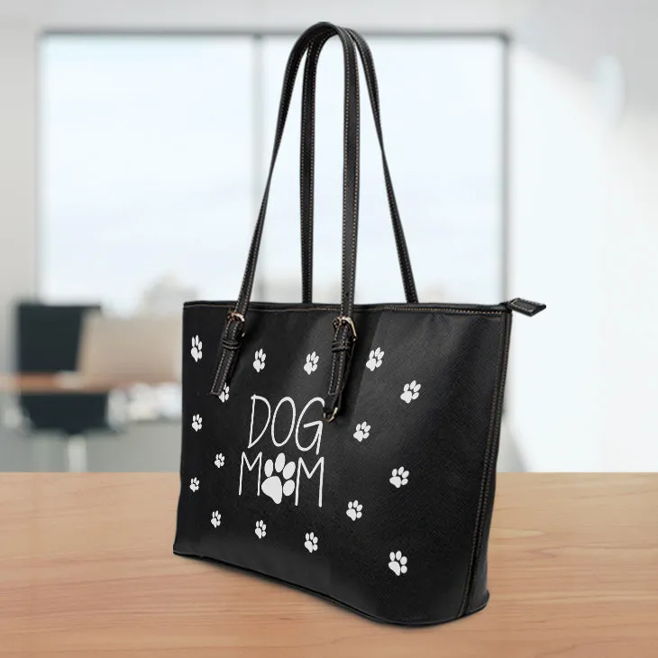 Dog Mom Leather Tote Bag