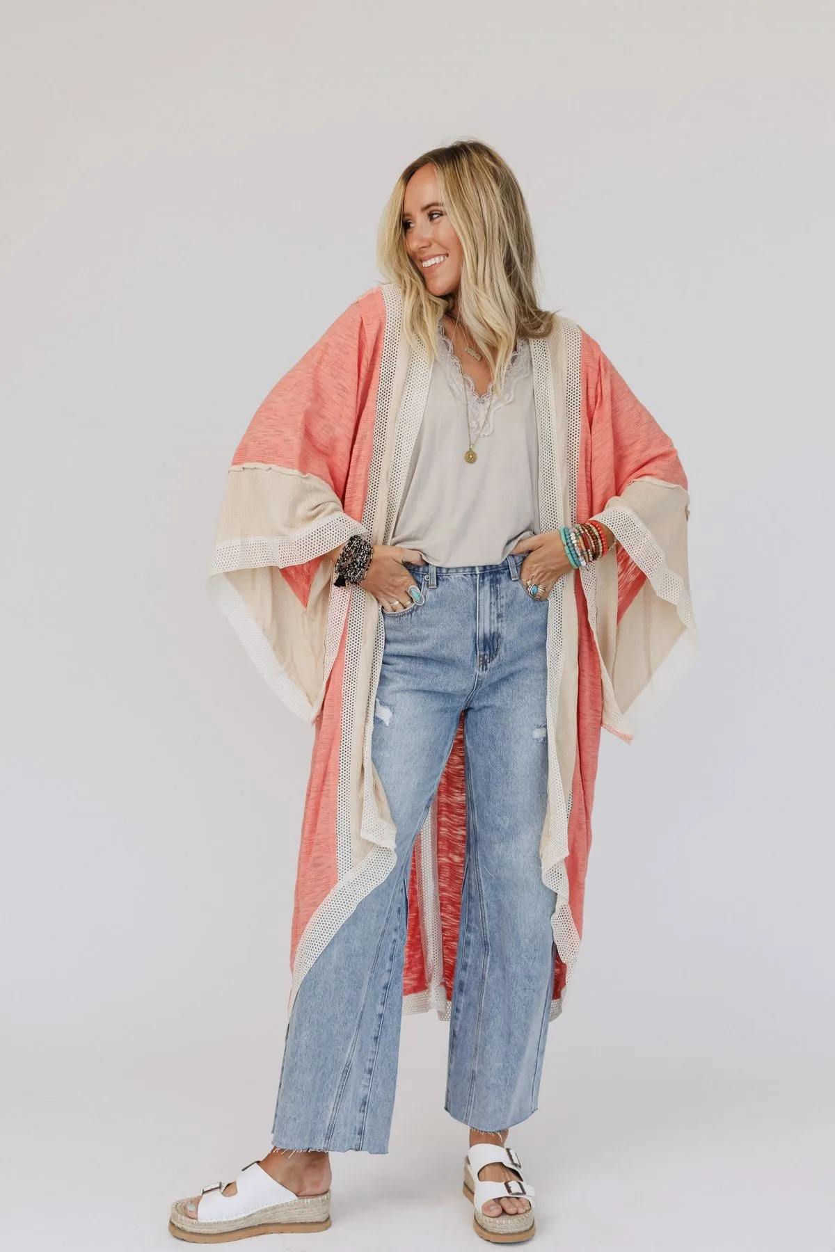 Dream Vacation Kimono - Coral