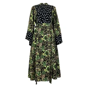 Duro Olowu Green & Black Print Wool & Silk Maxi Dress XS