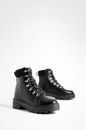 Eyelet Detail Lace Up Chunky Combat Boots