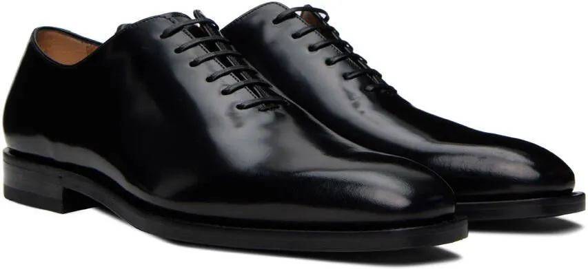 Ferragamo Black Square Toe Oxfords