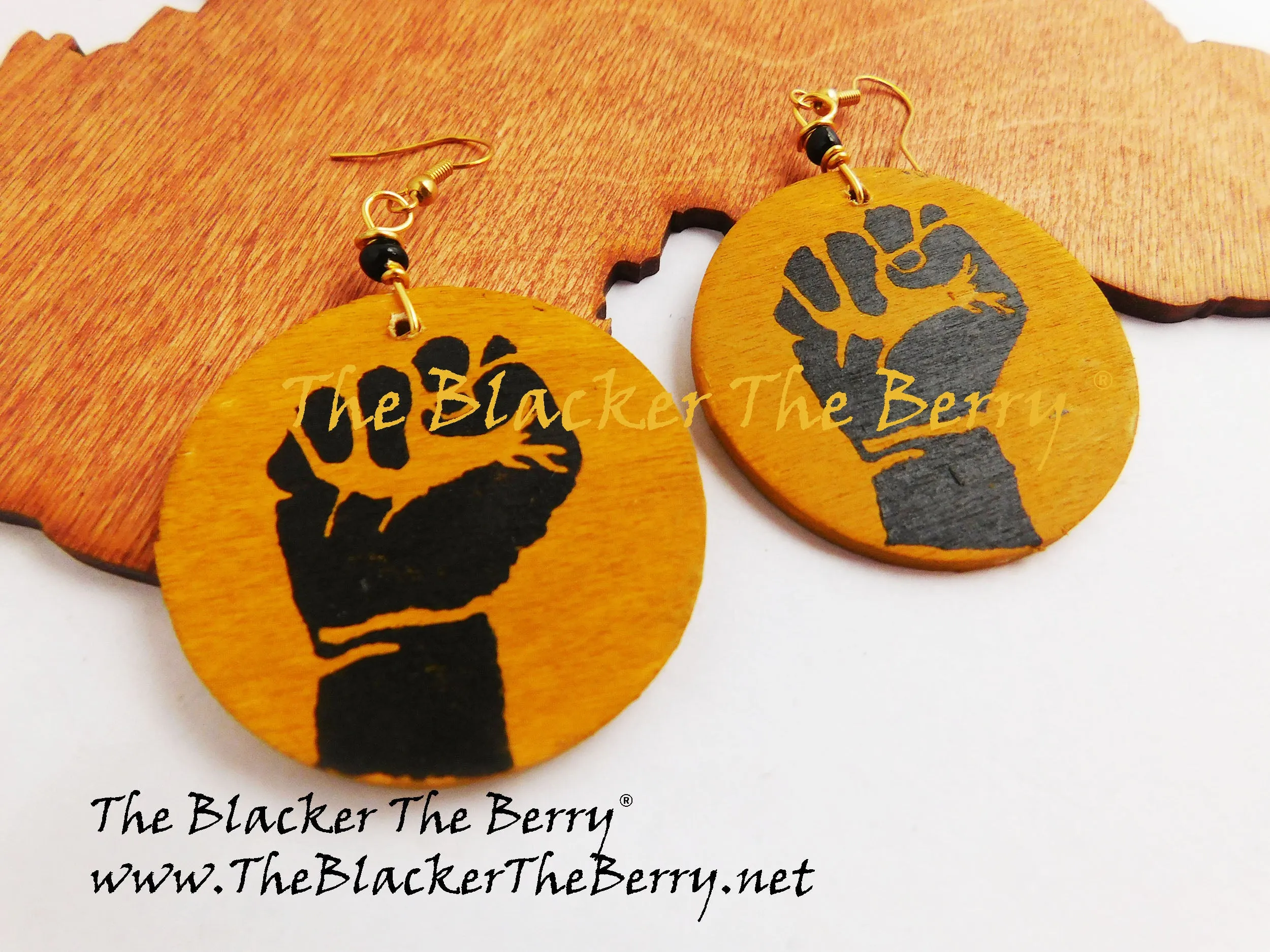 Fist Earrings Black Yellow Hand Painted Women Jewelry The Blacker The Berry