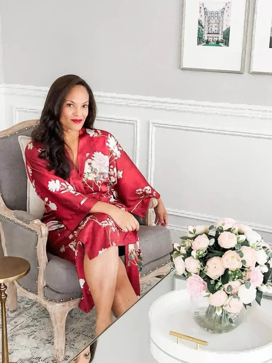 Floral Red Kimono Robe