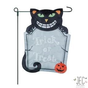 Halloween Cat Tombstone 2-Sided Garden Flag