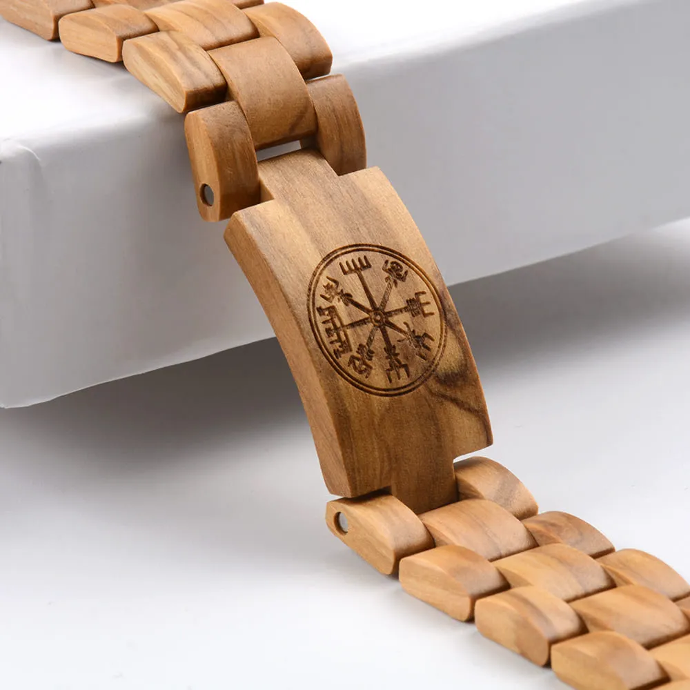 Handmade Viking Compass Vegvisir Wooden Bracelet