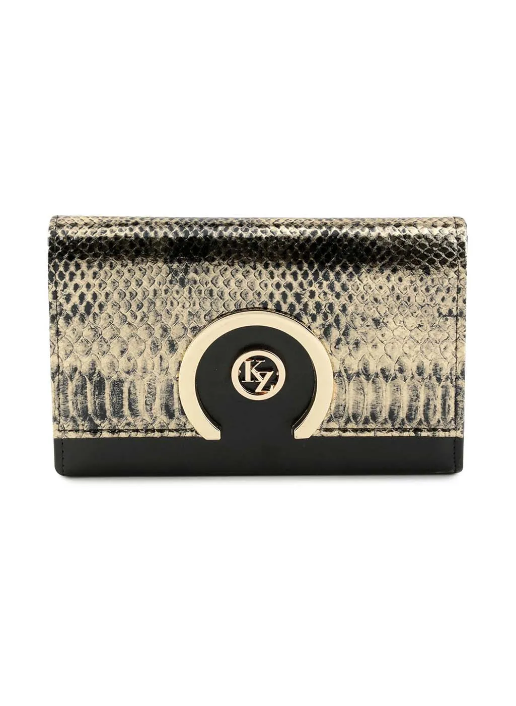 Joenne Black Combo Faux Leather Clutch