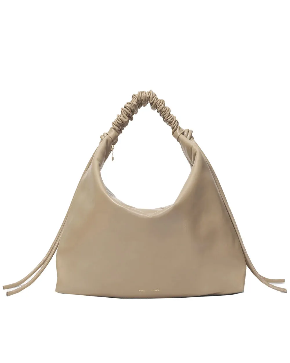 Large Drawstring Shoulder Bag in Mushroom