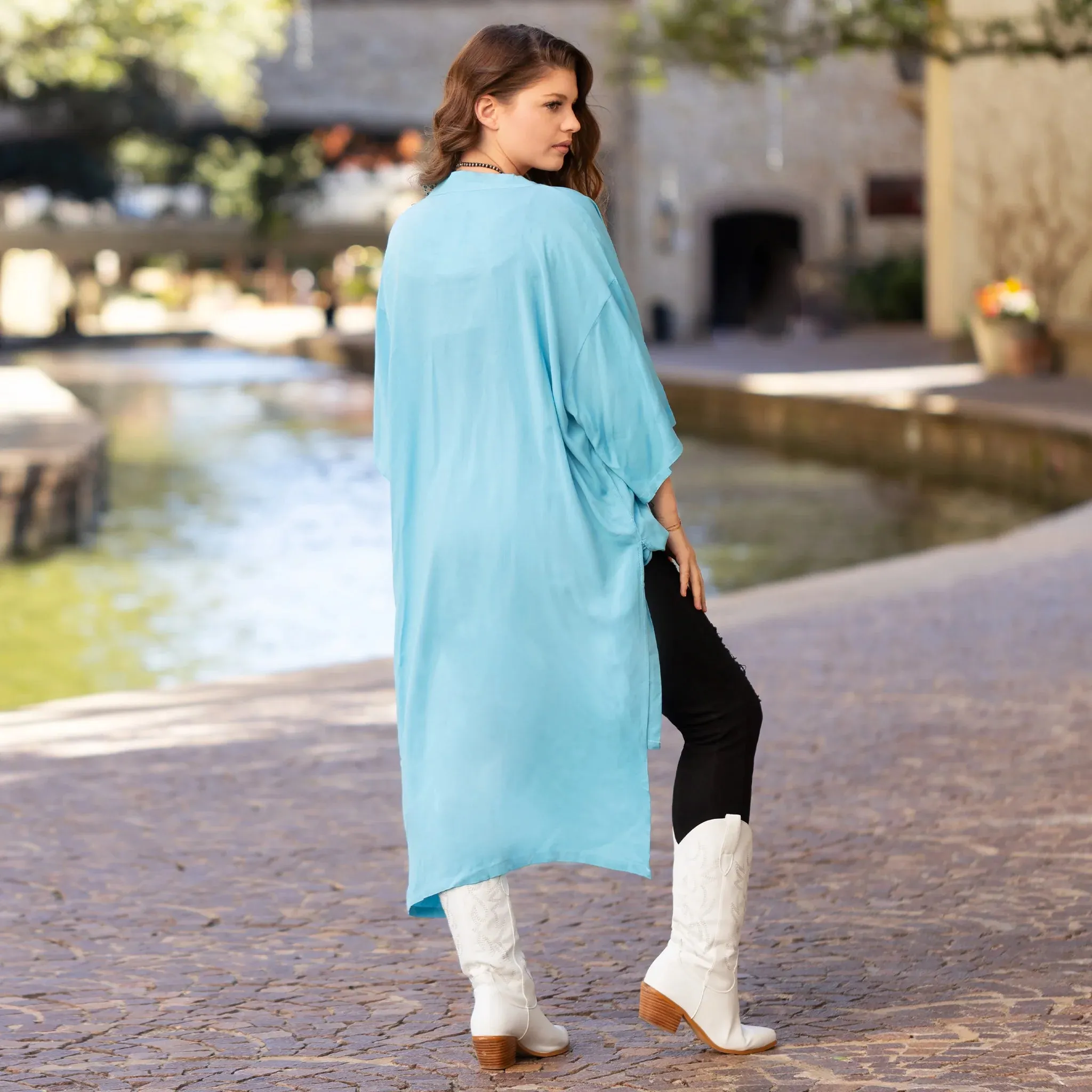 Light Turquoise Duster with side slits