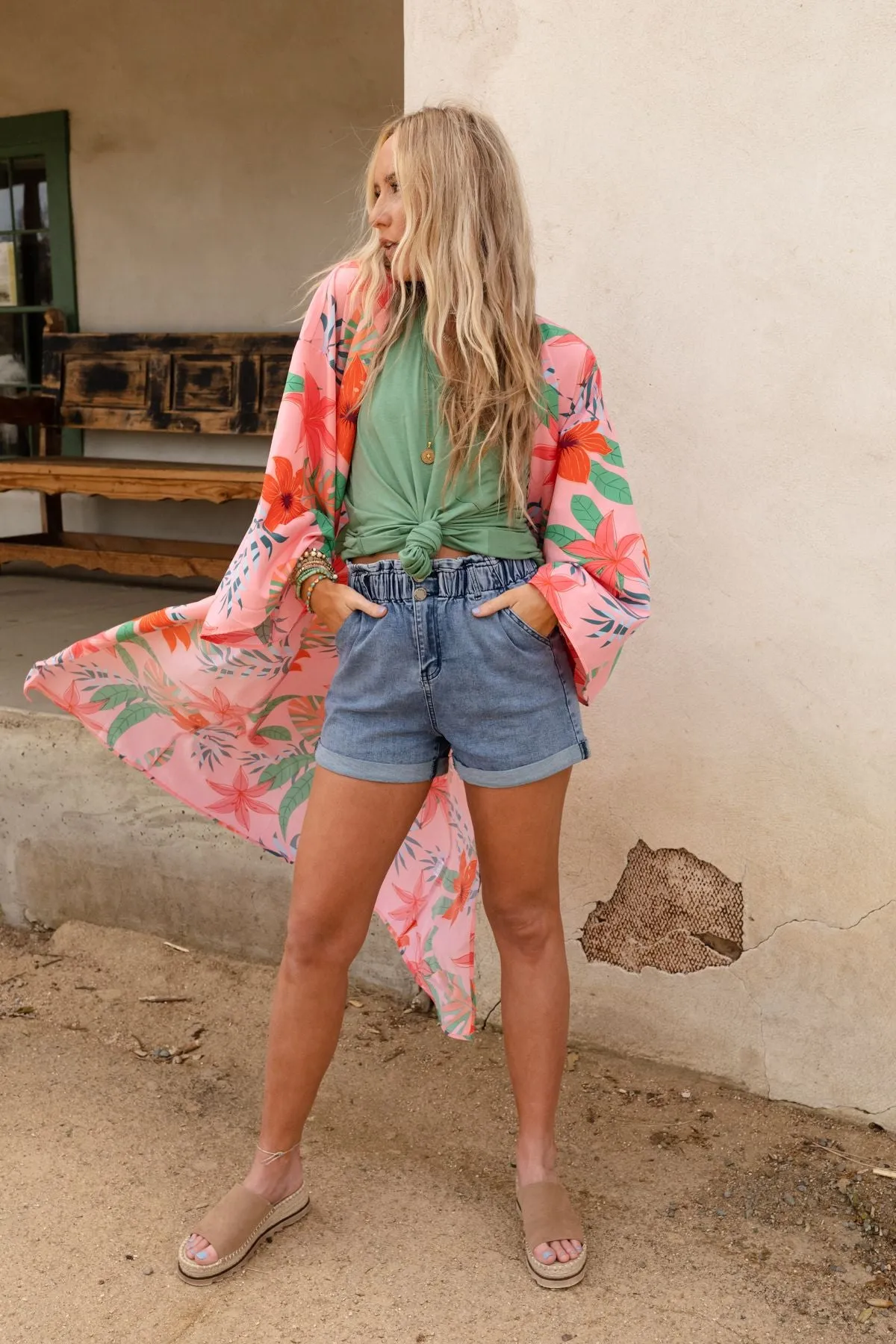 Lost In Paradise Duster Kimono - Coral