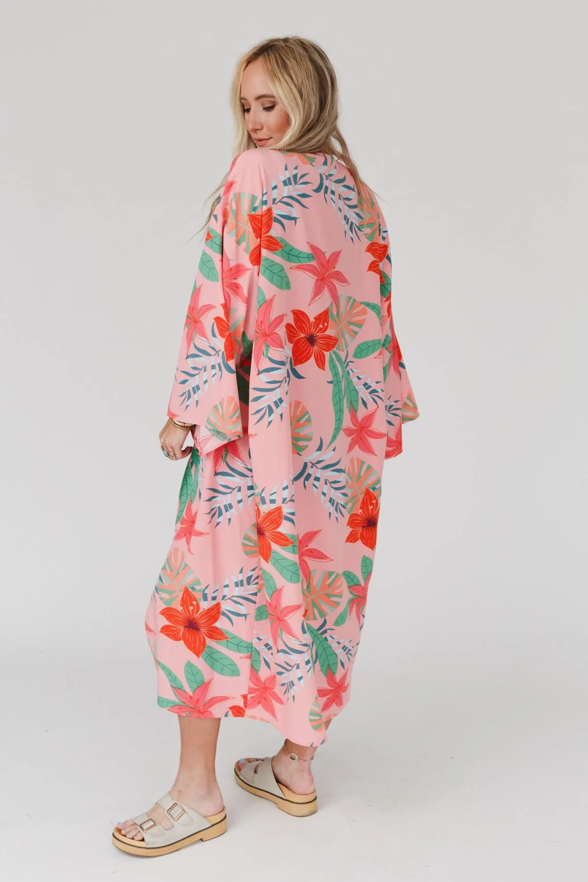 Lost In Paradise Duster Kimono - Coral