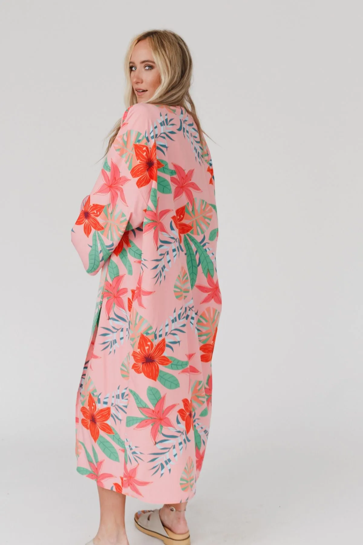 Lost In Paradise Duster Kimono - Coral