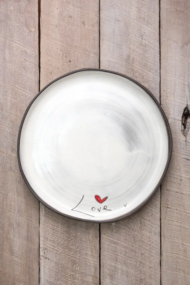 Love - Word Hand Painted Ceramic Small Round Plate