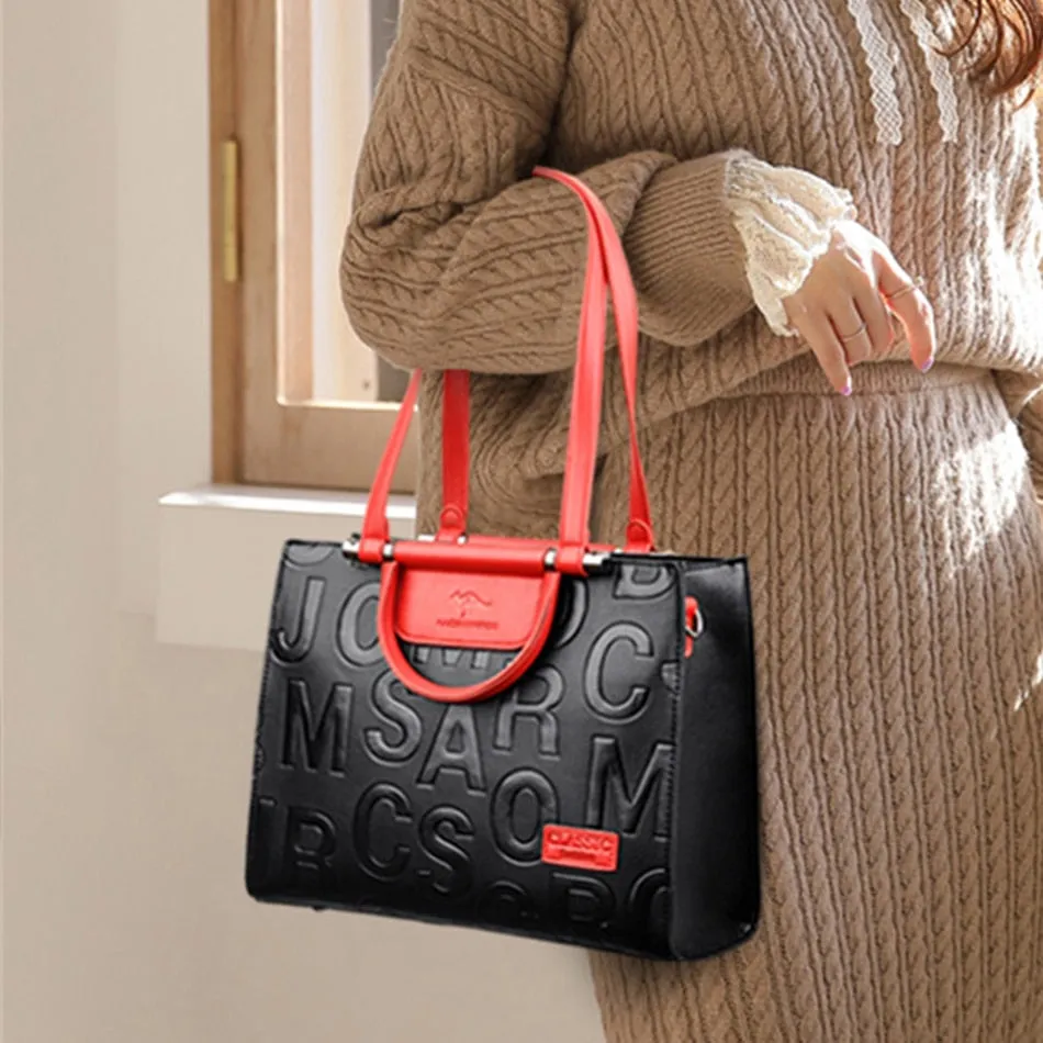 Luxury Casual Tote Letter Designer Leather Handbags for Women