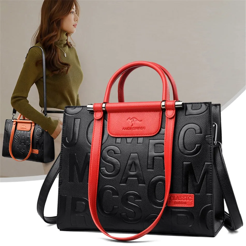 Luxury Casual Tote Letter Designer Leather Handbags for Women