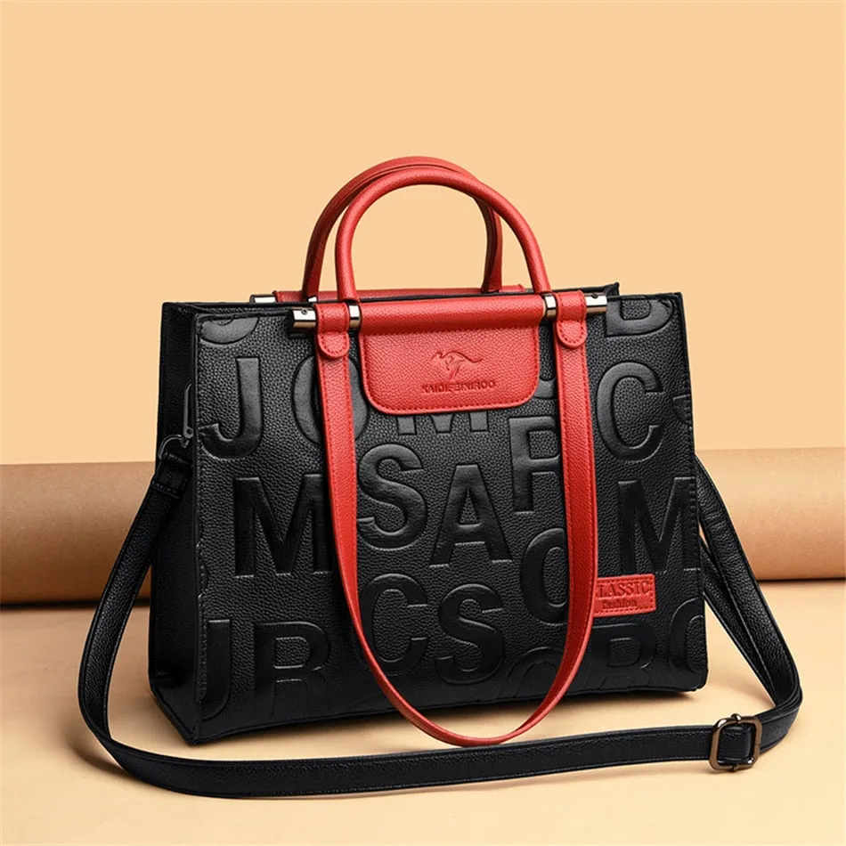 Luxury Casual Tote Letter Designer Leather Handbags for Women