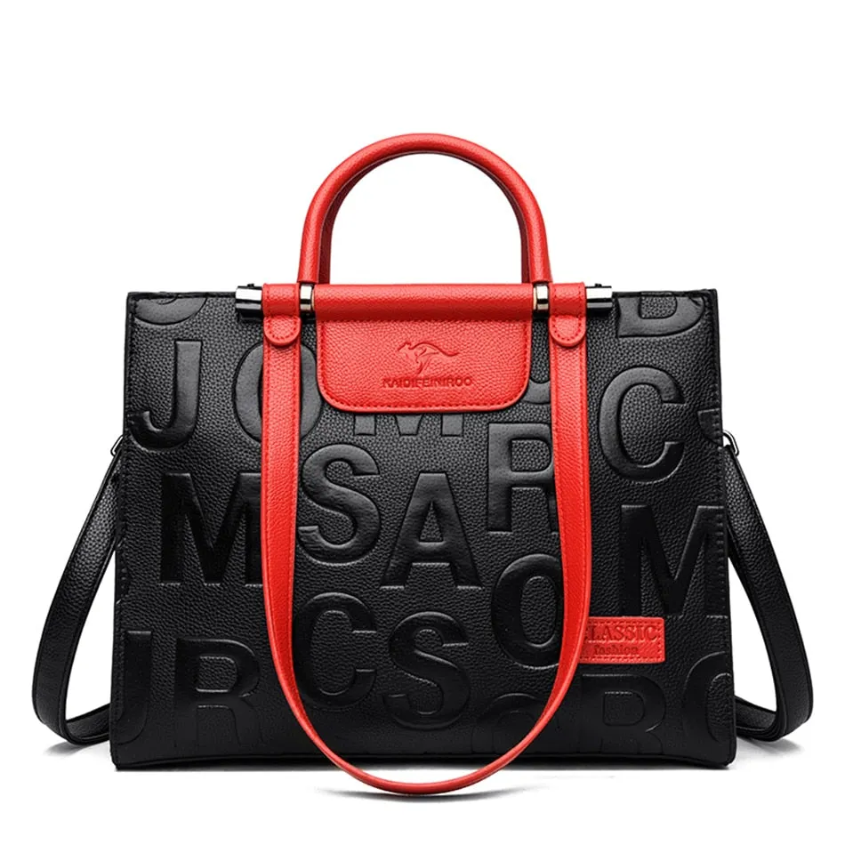 Luxury Casual Tote Letter Designer Leather Handbags for Women